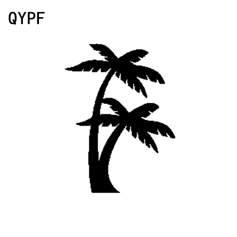 QYPF см 14,3 см * 10,5 см пальмовые деревья автомобиль-Стайлинг для Автомобиля Оконная Наклейка черный серебристый виниловый Графический C15-3282