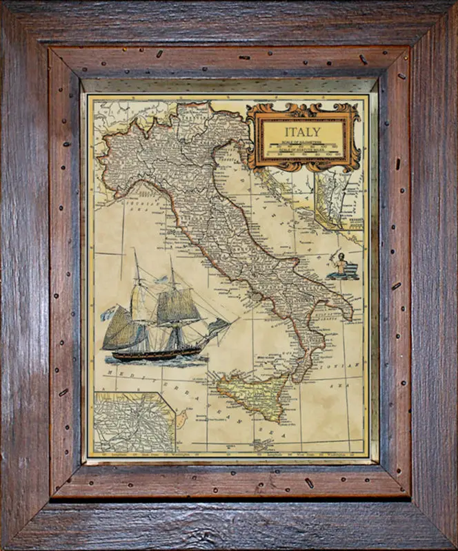 Vannodee Old Map Wall Decro Framed Painting Classical Decorating