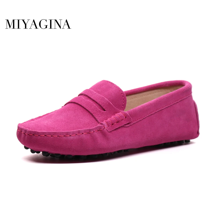 MIYAGINA Shoes Women 100 Genuine Leather Flat Shoes Casual Loafers Slip On Women s Flats Shoes