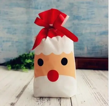 100 шт новогодний красный Кот приносящий удачу печенье Drawstring подарочные пакеты молочный нугат упаковка мешок Рождественский подарок - Цвет: 1