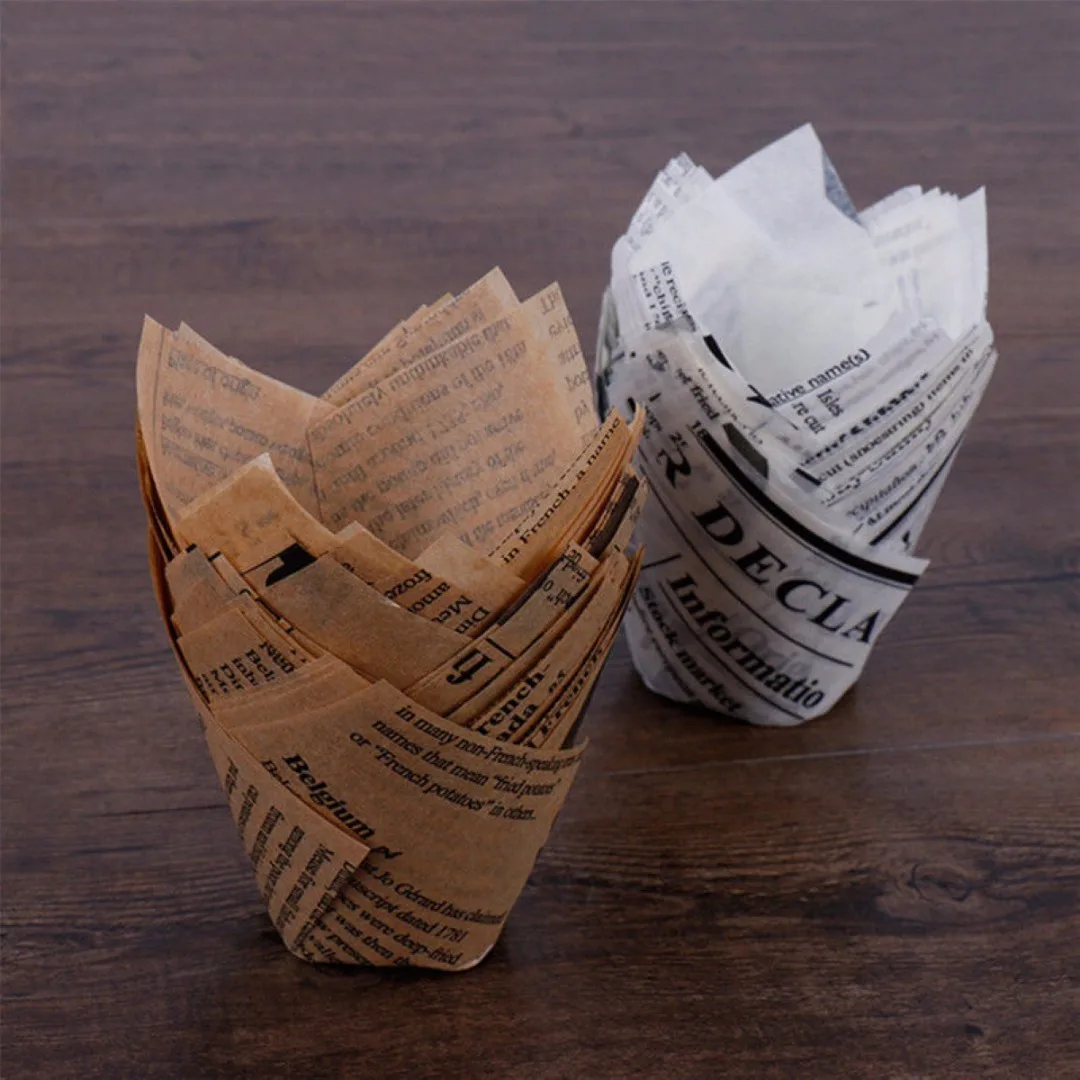50Pcs Tulips Cupcake Liners Paper Cake Baking Cup Muffin Cases Weeding Party