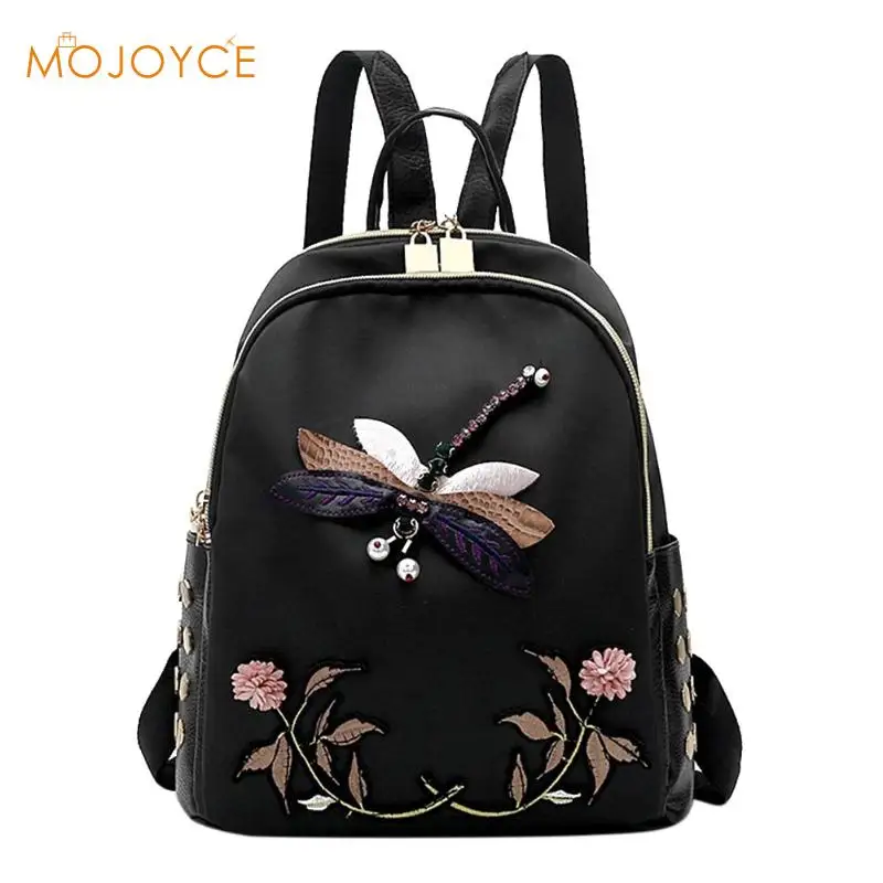 

Handmade Embroidery New Fashion Women Backpack for Teenage Girls High Quality Designer Oxford Black Elegant Female Backpacks2017