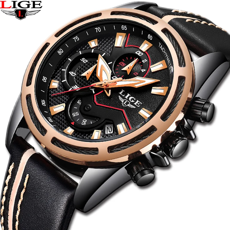 Mens Watch Brand LIGE Trendy Sports Watches Luxury Big