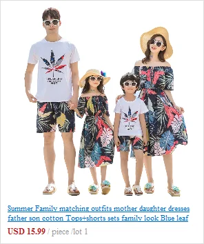 Летняя одежда для семьи, платье для мамы и дочки, комплекты для папы и сына, хлопковые футболки и штаны, модный семейный образ