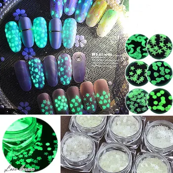 

1g/Box Luminous Nail Art Sequins Heart Star Moon Flower Ultra-thin Fluorescent Nail Glitter Flakes Decor Glow In The Dark