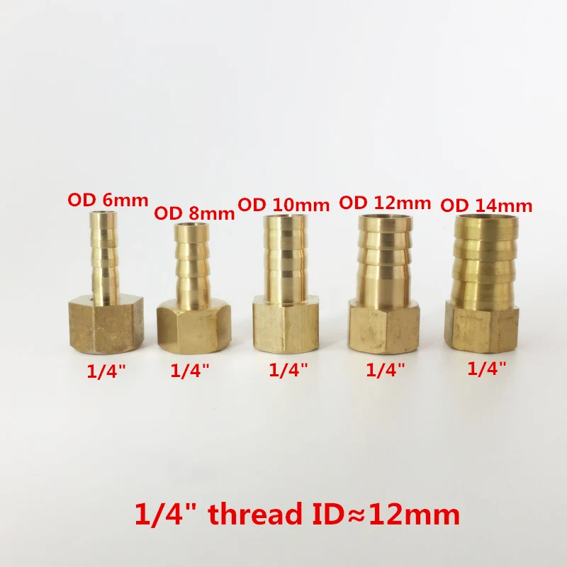 Латунные соединители для труб 6 мм 8 мм 10 мм 12 мм 14 мм 16 мм 19 мм колючая 1/" 1/4" 3/" 1/2" внутренняя резьба латунная Соединительная муфта фитинги