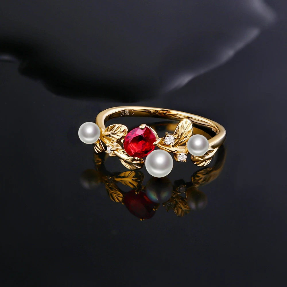 Ruby 14k Gold Natural 0.44ct Pearl 