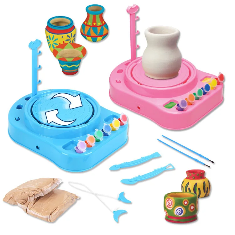 

Mini DIY Handmake Ceramic Pottery Machine Pottery Wheels Kids Arts Craft Educational Gift Toy For Children