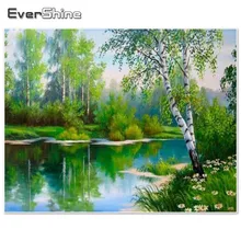 EverShine Diy 5D алмазная живопись березовый распродажа полная выкладка квадратны алмазная мозайка Алмазная вышивка Пейзаж картины из страз
