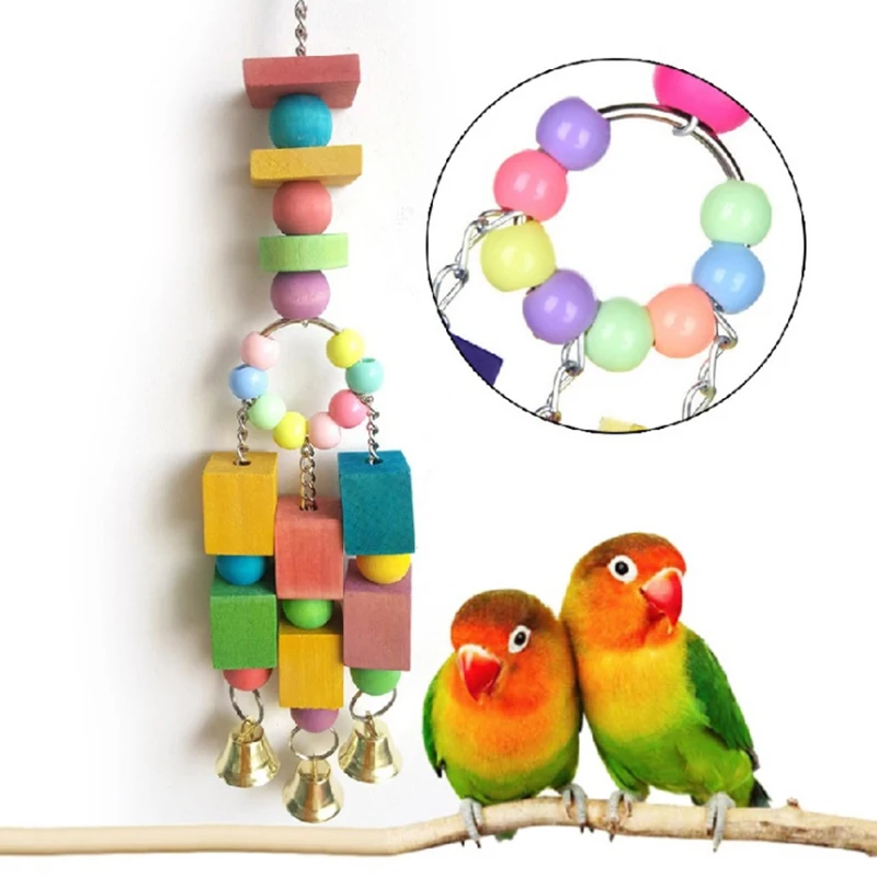 1 pcs Parrot Swing Cage Toy Parakeet Cockatiel Wooden Parrots Swings bird toy swing chewing toys with bell Accessories | Дом и сад