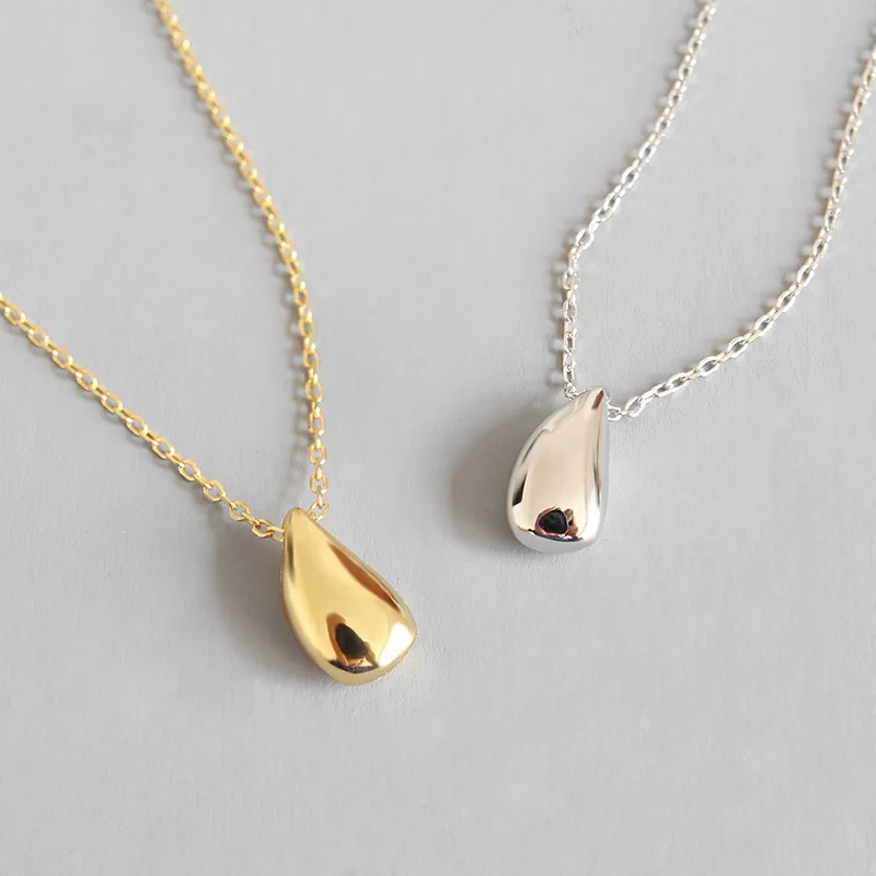 INS style water drop woman necklace 100% 925 Sterling silver nacklace Jewellery Clavicle chain pendant charms
