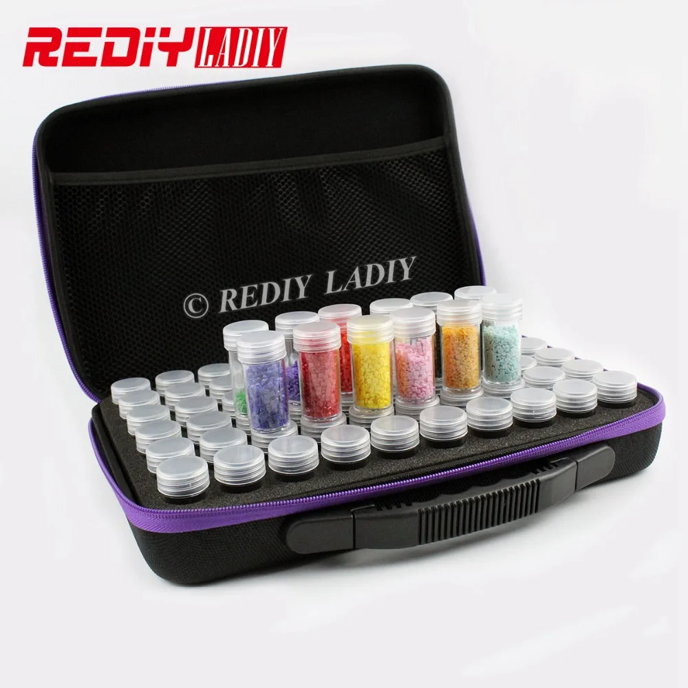 

HOT 60 Bottles Diamond Painting Tool Mosaic Beads Container Storage Box Carry Case Holder Hand Bag Zipper EVA Shockproof Durable