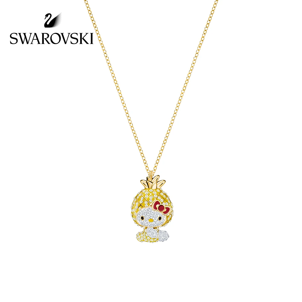 

Original Genuine Swarovski Hello Kitty Sweet Pineapple Dressed Necklace Short Clavicle Chain Woman5368972