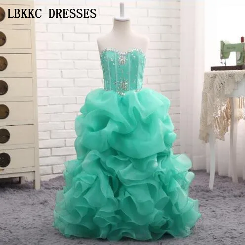 

Sweetheart Ball Gown Flower Girl Dresses Mint Green First Communion Dresses For Girls Floor Length Graduation Dresses Kids