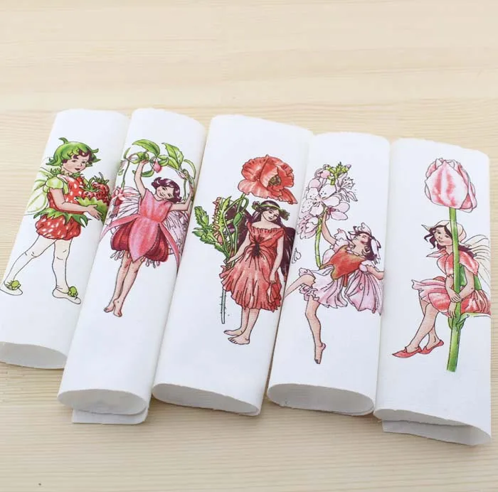 

Arrival Beautiful Digital Printed Flower Fairies Cotton Fabric 16X16cm Tissu Patchwork DIY Fabric Material 5pcs/set