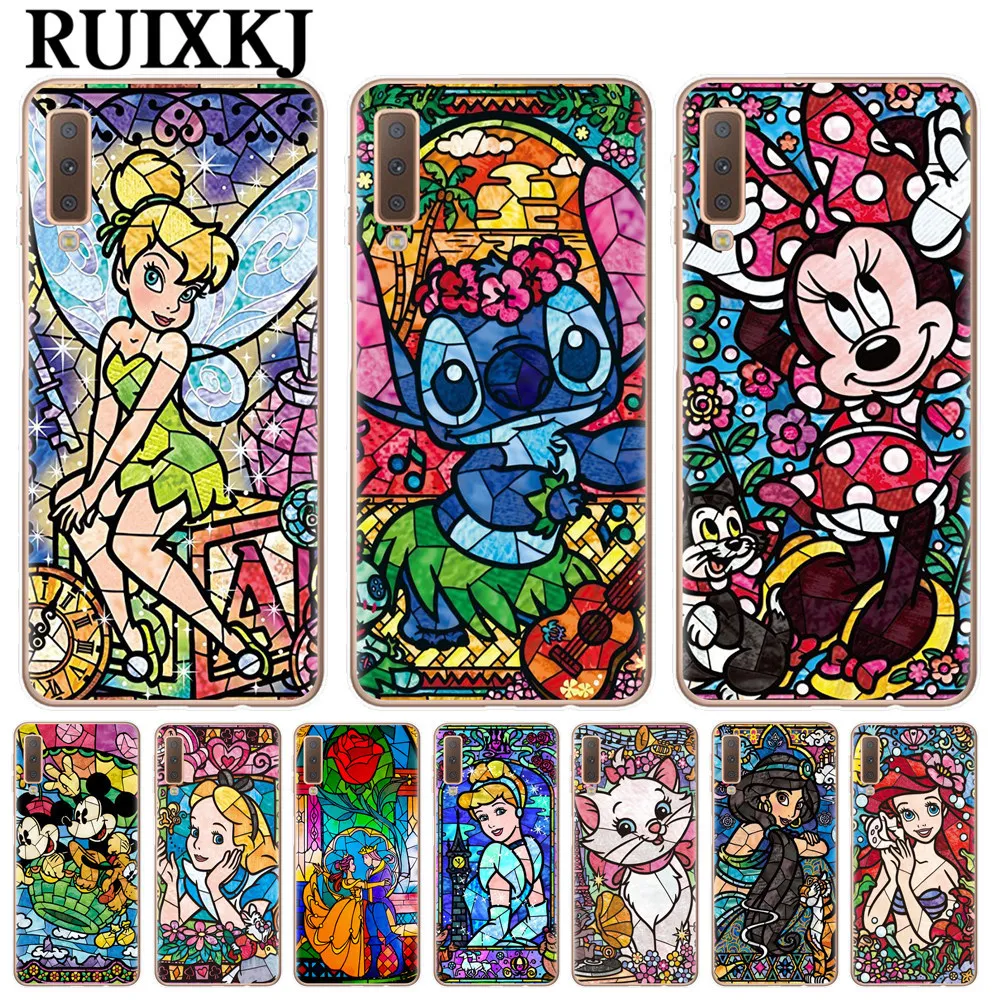 

RUIXKJ Pooh fairy tale stained Alice Mickey Minnie Luxury Soft Silicone Phone Case for Samsung Galaxy A7 2018 SM-A750 6.0" Cover