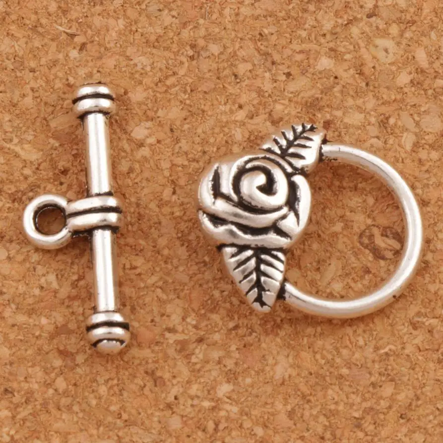

Rose Alloy Toggle Clasp Jewelry Findings Fit Bracelets L849 11sets 16.5x19mm Antique Silver