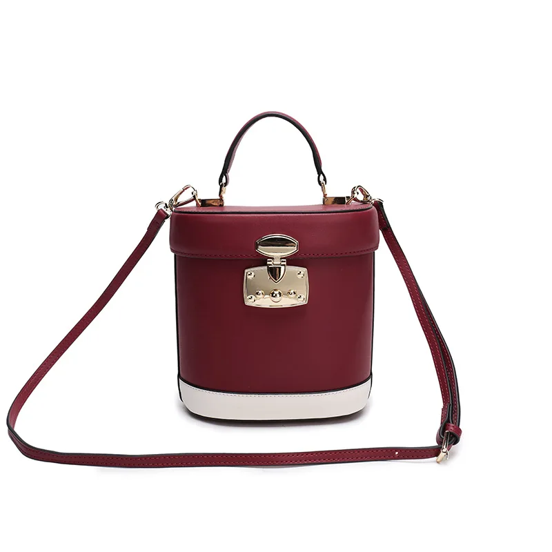 

Fashion Genuine Bag Womens Bucket Shoulder Handbag Messenger Bags Contrast Color Zipper Large Capacity Bag Totes for Women
