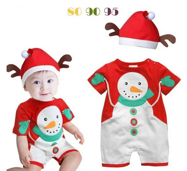 Розничная, детский Рождественский комплект одежды, костюм Санта-Клауса для малышей, Рождественская праздничная одежда комплект из 2 предметов: комбинезон+ шапочка одежда для малышей, JP-033