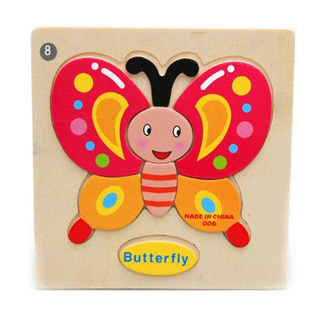 Wooden 3D Puzzle Jigsaw Toys For Children Cartoon Animal Vehicle 3D Wood Puzzles Intelligence Kids Baby Early Educational Toy - Цвет: WJ079-HUDIE