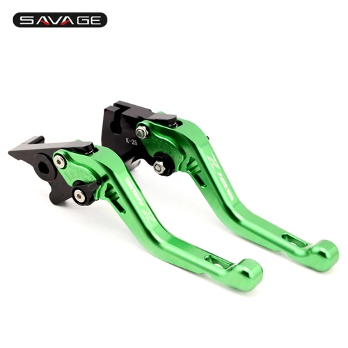 Короткие Рычаги Тормозная система сцепления для KAWASAKI Z 125 Мотоцикл CNC Алюминиевый Регулируемый логотип Z125 - Цвет: Зеленый