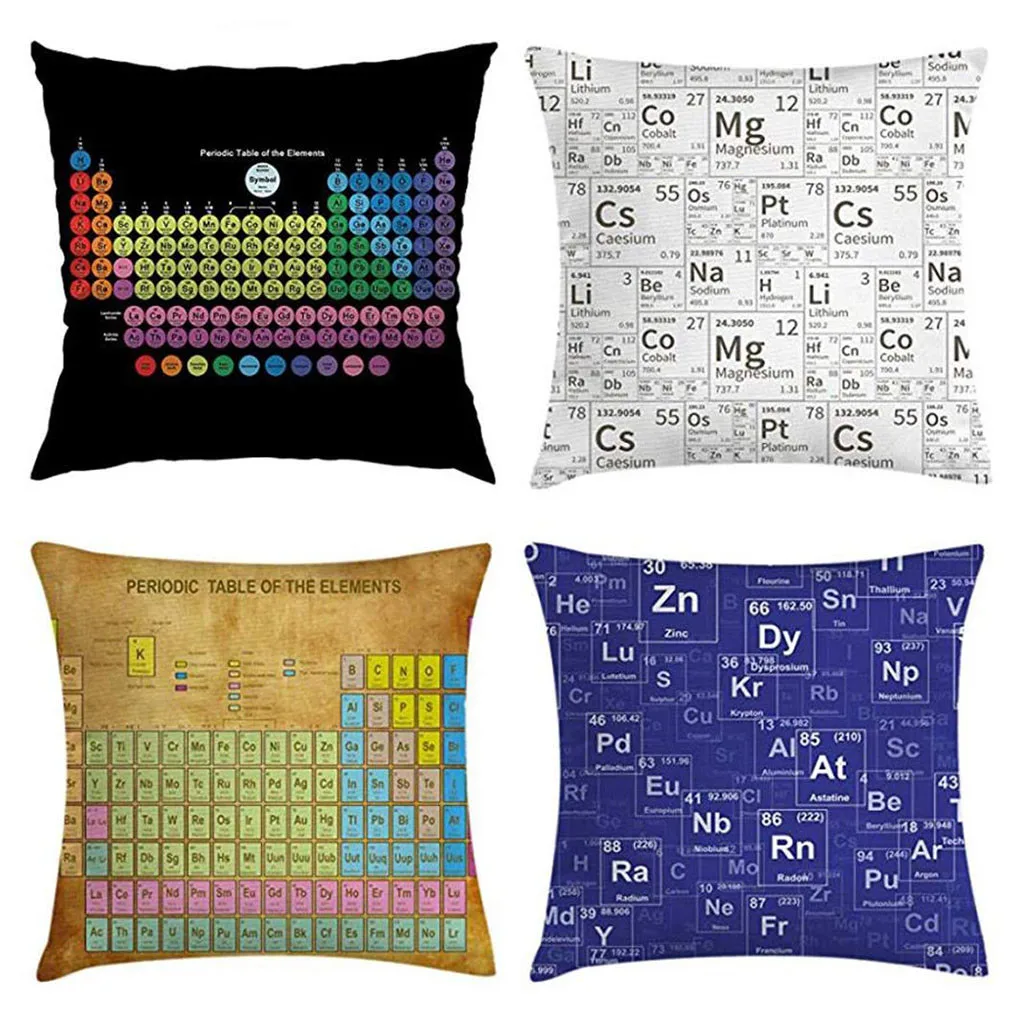 

4Pc/Set Chemical Element Periodic Table Scientific Style Cushion Cover Decorative Pillows Cover Throw Pillow Case 45x45cm Decor