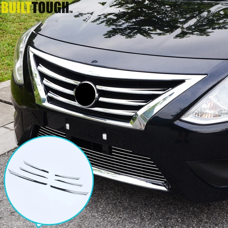 

Chrome Front Mesh Grille Cover Trim For Nissan Latio Almera Versa Hood Bonnet Molding Insert Garnish Styling 2015 2016 2017