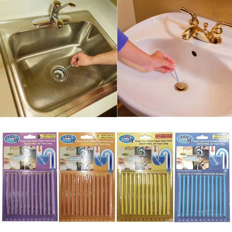 

12Pc/set Cleaing Sticks Drain Cleaner Sewer Cleaning Rod Home Cleaning Essential Tools Kitchen Sink Filt Household Cleaning