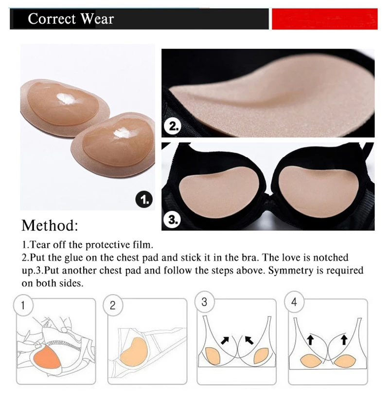 1 пара невидимых подушечек в форме сердца, волшебные подушечки для бюстгальтера, Силиконовые самоклеющиеся подушечки для увеличения груди, женское нижнее белье