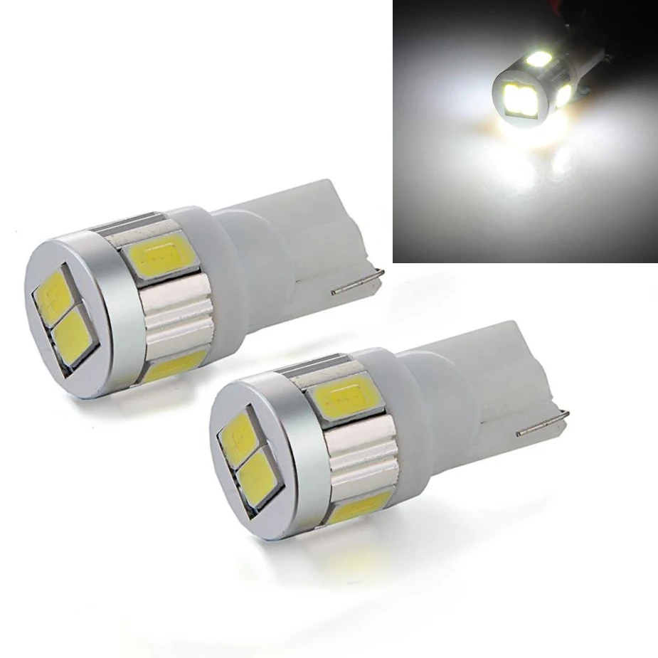 

TOYL 2* 1W T10 Lampadine Auto 6 LED SMD5630 Bianco 6000-6500K DC12V Luminoso