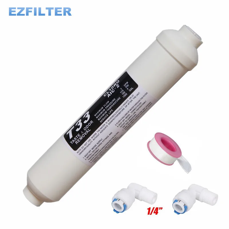 

T33 INLINE COCONUT Post Activated Carbon WATER FILTER 5MICRON REAL ACTIVATE CARBON FILTER FOR REVERSE OSMOSIS