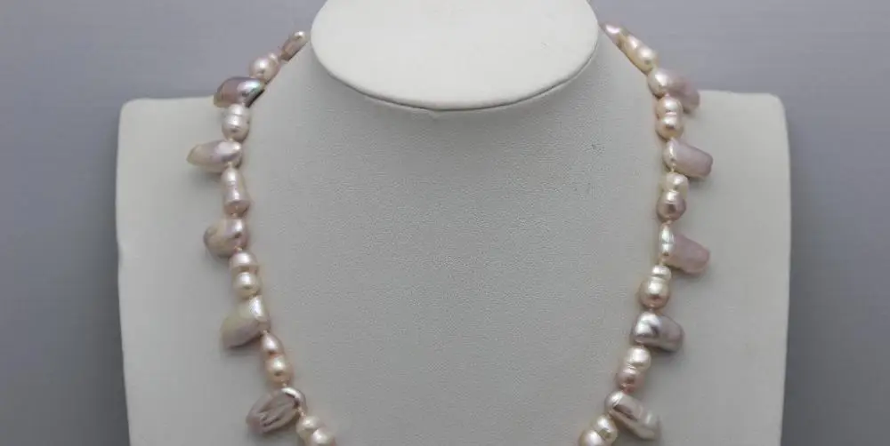 

Natural purple Freshwater pearl necklace 7x13mm 16INCH Alloy "handmade" a(5.18)