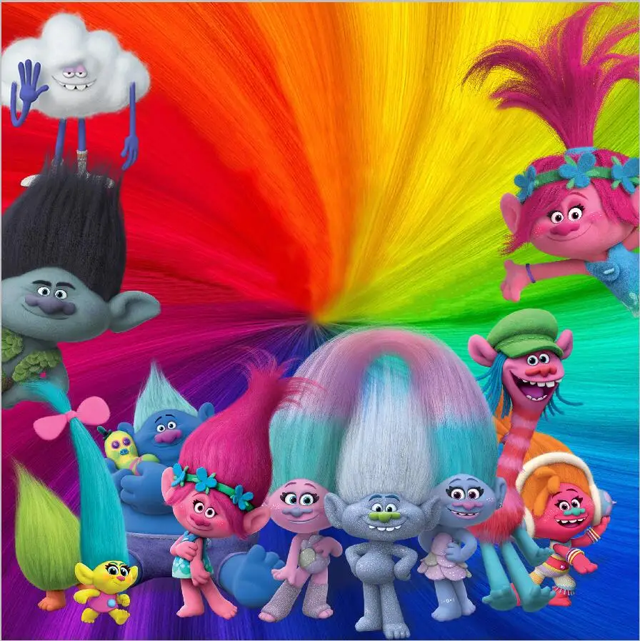 6x6ft Orange Rainbow Trolls Music Party Custom Photo Studio Seamless Background Backdrop Vinyl 180cm x | Электроника