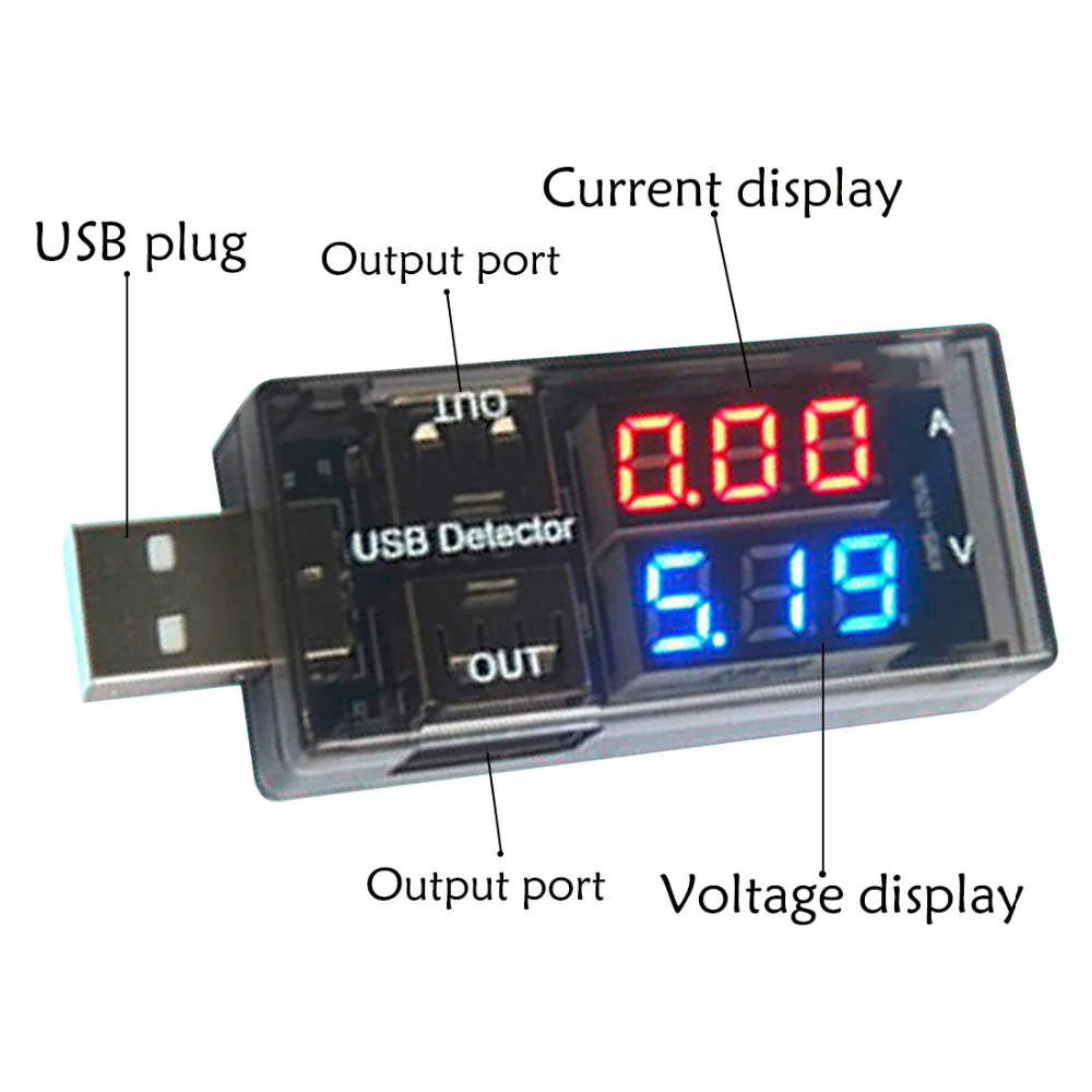 Красный+ синий двойной USB ток напряжение зарядный детектор Тестер батарея Вольтметр Амперметр зарядное устройство Доктор