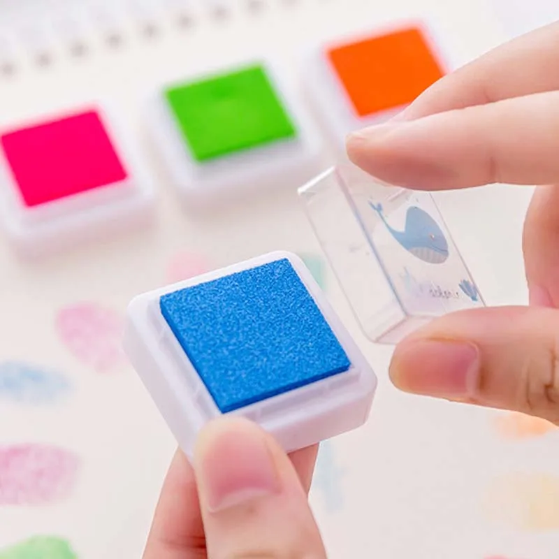 12/24 Colours Ink Pads Children Fingerprint Picture Stamps Finger Painting Stamp Pads Pigment Kids Craft DIY Toys Multi-Color self ink stamps diy ink pad