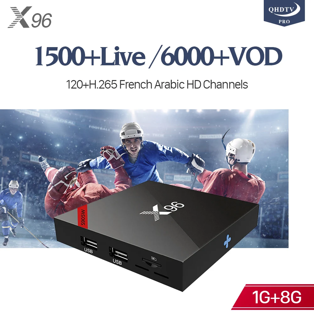 

X96 Android 7.1 IPTV France Box Amlogic S905W 4K 1GB 8GB Smart TV Box X96 1 Year Code IPTV French Belgium Italia Arabic IP TV