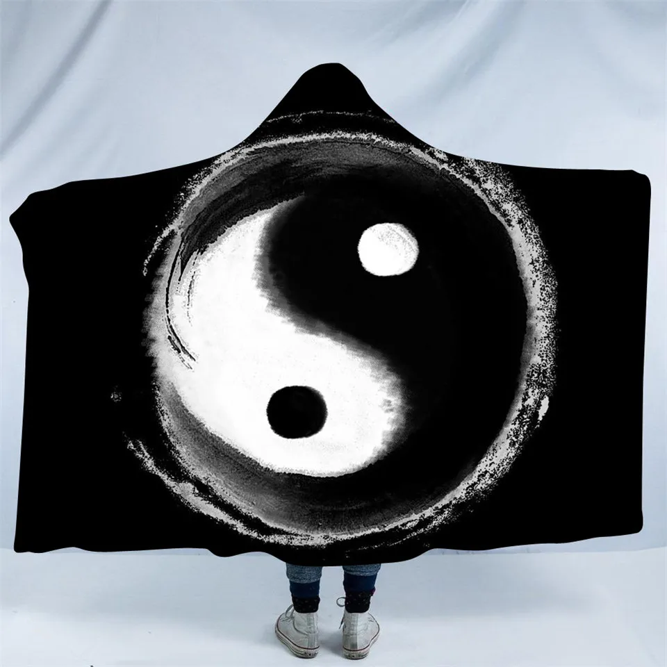 SOFTBATFY Тай Чи Yinyang с капюшоном Одеяло флисовый плед Прямая поставка