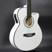 Guitar Acoustic Electric Steel-String Flattop Balladry Folk Pop 40 Inch Guitarra 6 String White Light Cutaway Electro
