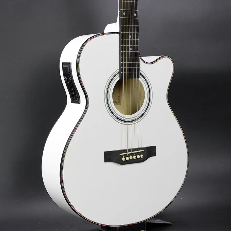 

Guitar Acoustic Electric Steel-String Flattop Balladry Folk Pop 40 Inch Guitarra 6 String White Light Cutaway Electro