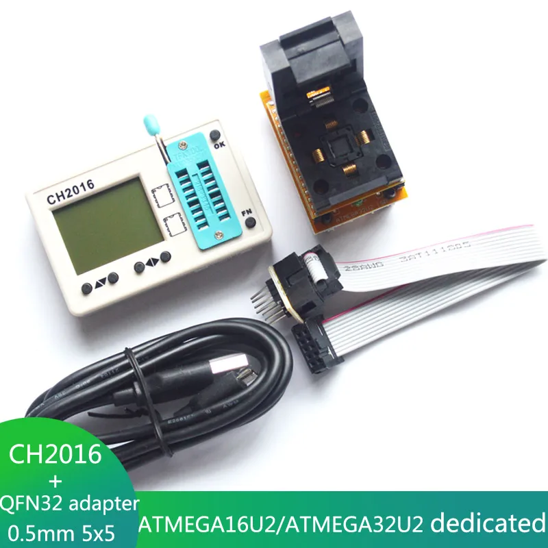 CH2016 высокий интеллектуальный Скорость USB программатор + QFN32 адаптер WSON32 DFN32 MLF32 для ATMEGA16U2 ATMEGA32U2 программист