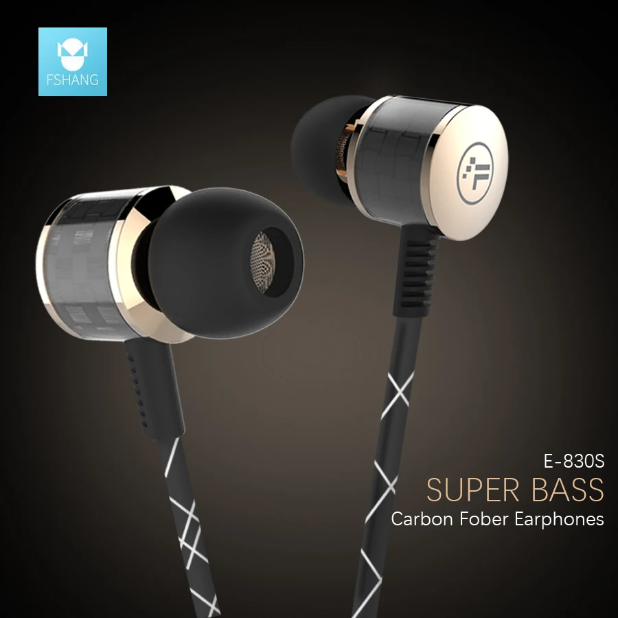 Fshang Оригинал HIFI наушники гарнитура Super Bass Наушники углерода Волокно объем