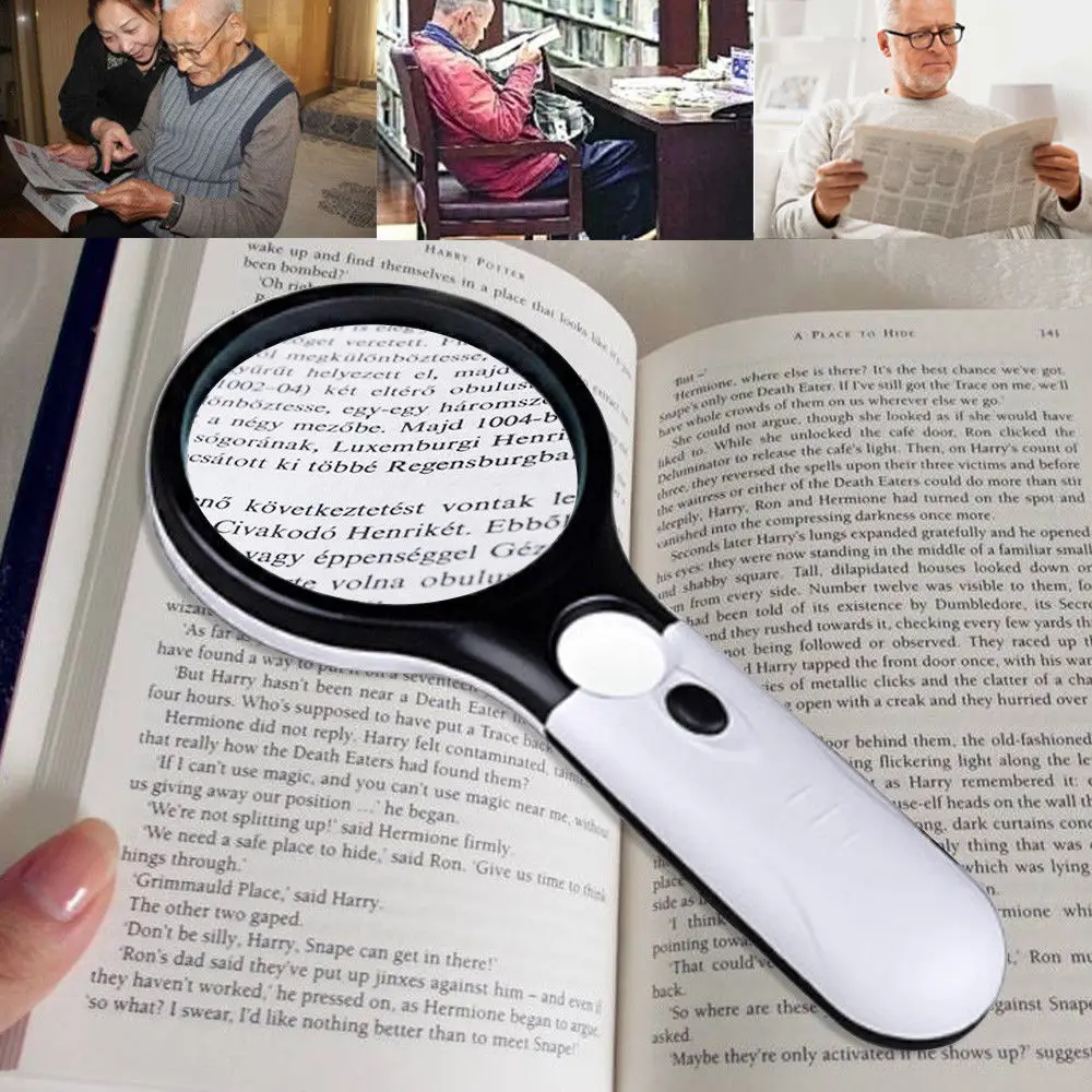 

Portable 45x Illuminated Magnifier Aid Reading Travelling Loupe for Seniors with 3 LED Lamp Lasting Toiletry Kits