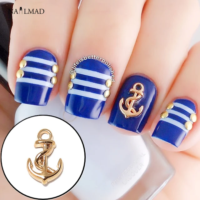 10pcs Gold Anchor 3D Nail Decoration Metal Nail Charm DIY Nail 10pcs Gold Anchor 3D Nail Decoration Metal Nail Charm DIY Nail Sticker Accessory Nail Art Tool - 10pcs Gold Anchor 3D Nail Decoration Metal Nail Charm DIY Nail