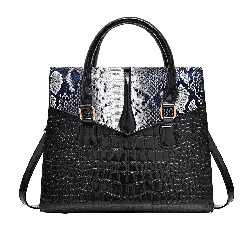 New Elegant Shoulder Bag Women Wild Simple Messenger Bag For Girls New Fashion Patent Leather Portable Flip Shoulder Bag K704 - Цвет: Black