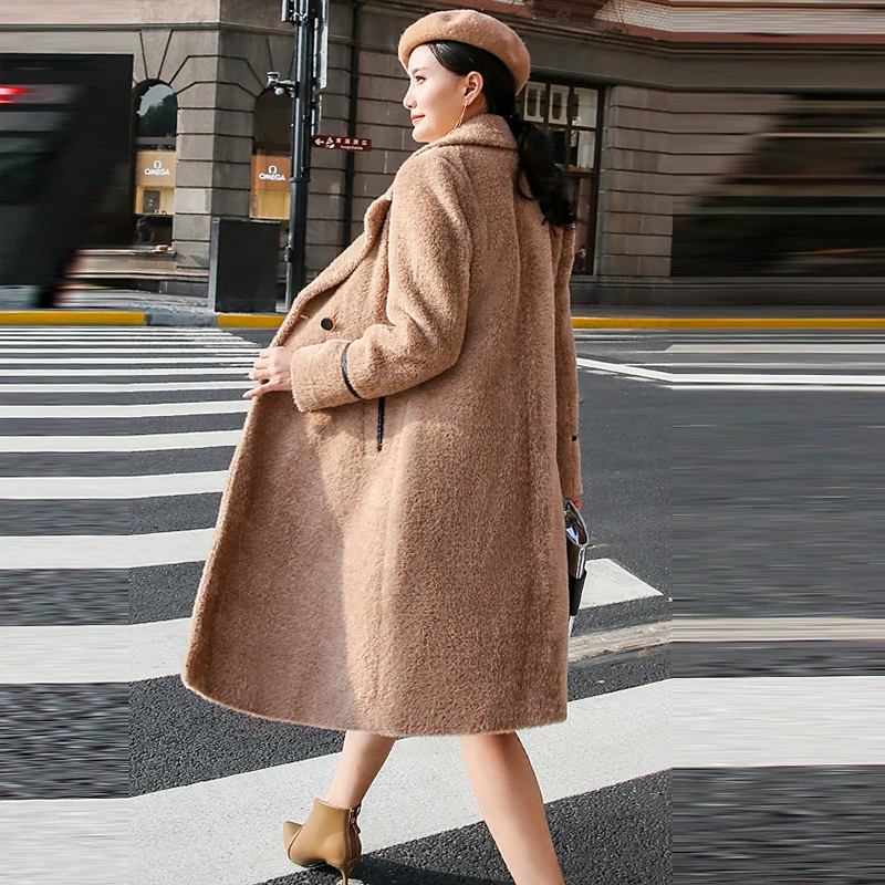 Veste De Yp2026 Faux Longue Femelle Laine Fourrure Manteau camel Femmes Outwear Col D'hiver Vison Blanc Mélanges Épaisse 6q8wF6x1