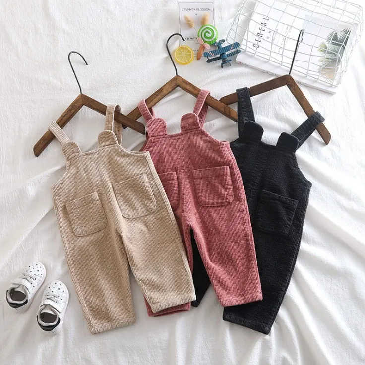 75-95cm height new autumn fashion style baby boy baby girl corduroy overall baby girl atumn pant