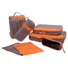 CHOOCI 7pcs Casual Shoes Clothes Storage Bags Set For Travel Business Trip Color:Grey + Orange