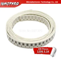 100 шт 1206 SMD резистор 5% 5,1 K ом Резистор Чип 0,25 Вт 1/4 W 5K1 512