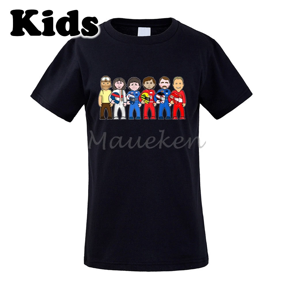 Детская футболка Juan Manuel Fangio Michael Schumacher Ayrton Senna Alain Prost Nigel Mansell для мальчиков и