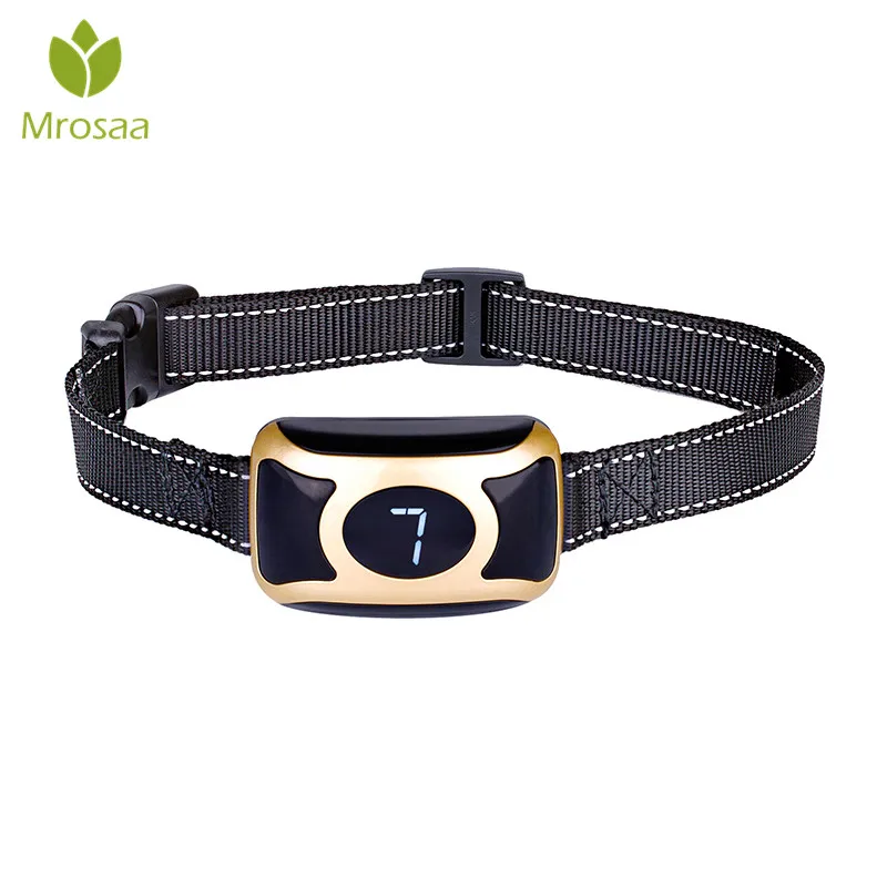 

Mrosaa Pet Training Bark Collar Electronic USB Rechargeable Large LCD Display Dog Collars with Vibration Tone Shock Mode